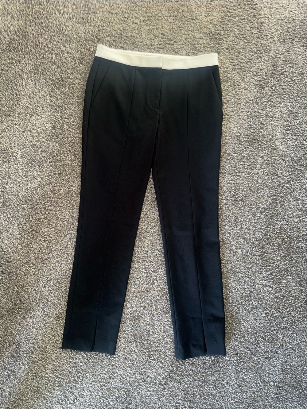 Tibi Black Trousers with White Waistband - Women's Pants